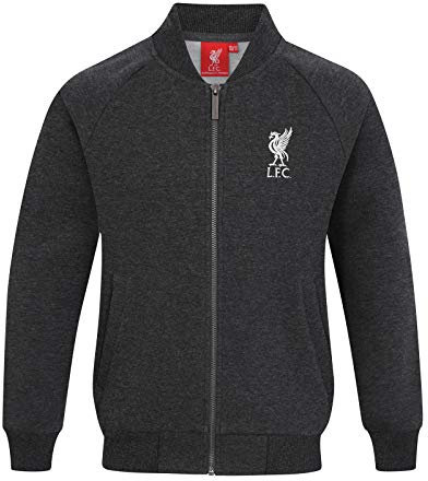 Liverpool FC Official Gift Boys Retro Varsity Baseball Jacket Charcoal 8-9 Years