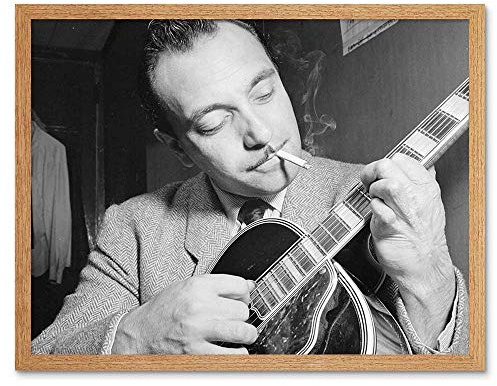 Wee Blue Coo Vintage Music Legend Guitar Player Django Reinhardt Art Print Framed Poster Wall Decor Kunstdruck Poster Wand-Dekor-12X16 Zoll
