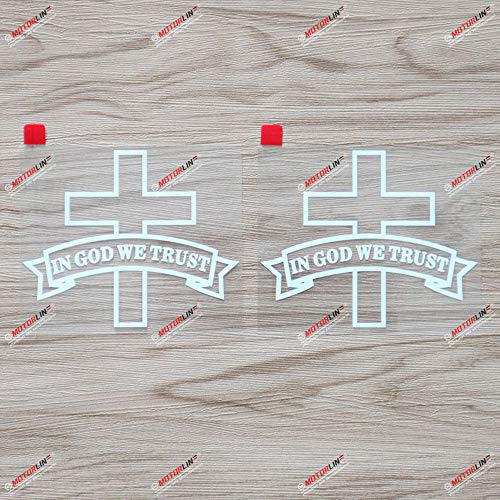 2er-Set Weiß, 10,2 cm „In God We Trust“ Decal-Aufkleber, Kreuz, Gott, Jesus, USA, Auto-Vinyl