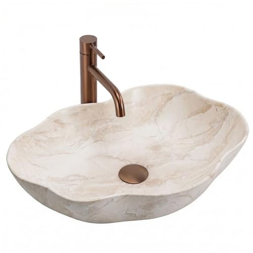 Rea- Aufsatzwaschbecken Pearl Kallisto Asymmetrisch, Beige, Imitationsstein