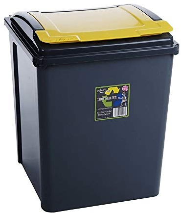 Galleries Wham 25/50 Litre Plastic Waste Bin with Flap color Lid Recycling Bin (50L Yellow)