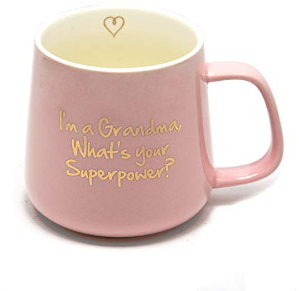 tazza di caffè Regali per la mamma - Sono una nonna qual è la tua superpotenza Tazza da tè in ceramica - Regali di compleanno per madri e nonna rosa 350 ml 12 once (Nonna)