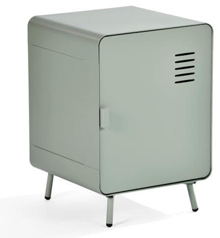 MEUBLE COSY Nachttisch mit Ablagen und Tür Beistelltische Wohnzimmerschränke Nachtkonsole Sofatisch aus Metall fürs Wohnzimmer Schlafzimmer Arbeitszimmer, Industrial Style, Hellgrün