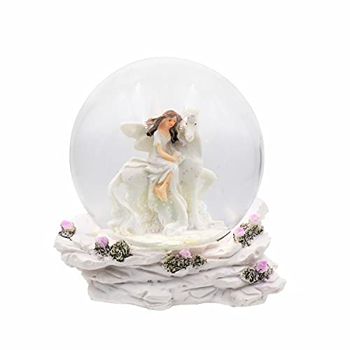 Geschenkestadl Schneekugel Einhorn mit (Elfe sitzt)