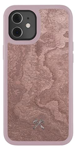 Woodcessories - Bumper Case kompatibel mit iPhone 12 Mini Hülle Rosa Stein