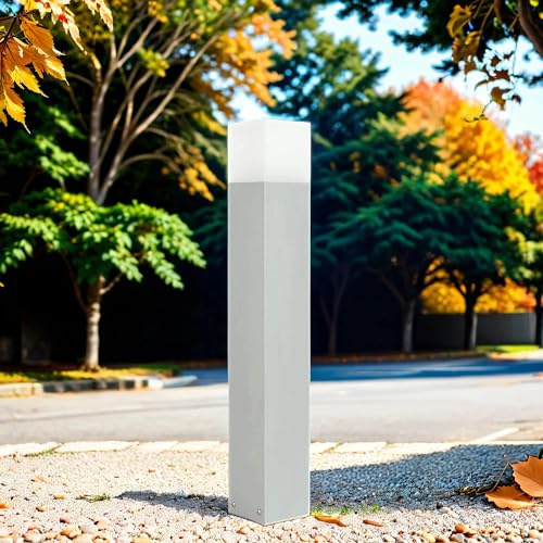 Licht-Erlebnisse Vielseitige Gartenlampe AWERNE in Silber Modern eckig 70 cm Wegeleuchte Außen Terrasse Weg