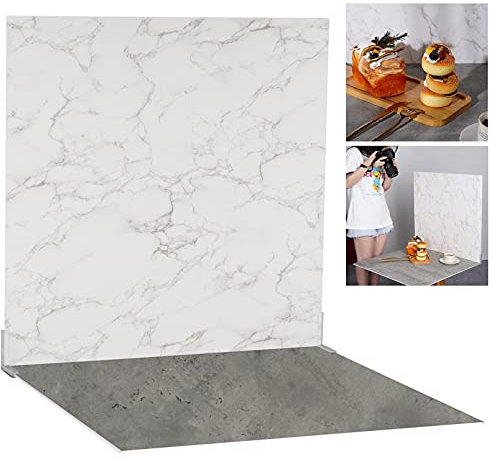 Selens – Juego de 2 lienzos de Fondo fotográfico (60 x 60 cm, mármol, Cemento Gris, Textura y Kit de Mesa Vertical Plana para Estudio de Fotos, Youtube, Foto, Producto de Comida, joyería cosmética