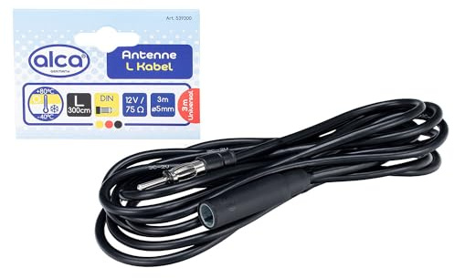 alca® Antennenverlängerungskabel 3 m für Autoradio DIN-Anschluss schwarz | Koaxialkabel mit 75 Ohm, DIN-Stecker und DIN-Buchse, 5 mm Kabeldurchmesser, schwarz, für Pkw, Lkw, Wohnmobil und Caravan