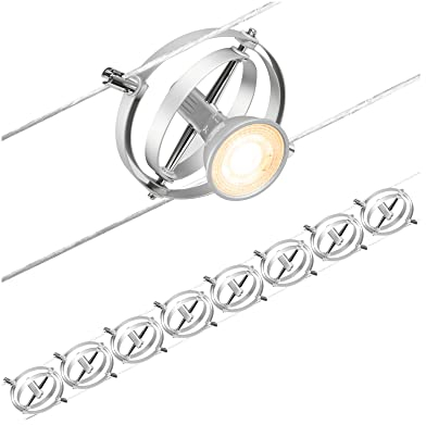 Paulmann 94490 CorDuo Seilsytem Set Cardan DC max. 8x7 Watt erweiterbar Chrom matt Drahtseil Metall GU5,3 ohne Leuchtmittel