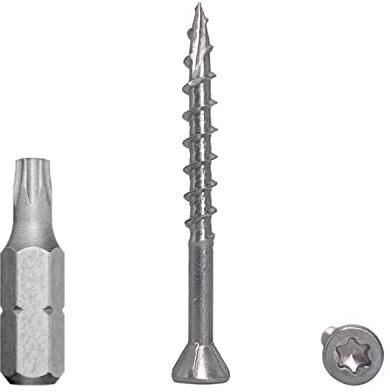 (Pack of 50 pcs) A2 Stainless Steel 4.2 x 45 mm Decking Screws,Timber Wood Screws, Torx Head, Type 17, Countersunk Head, Deck Screw (50, 4.2 x 45 mm)