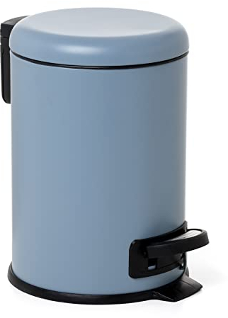 TATAY Kosmetikeimer mit Edelstahlpedal, 3L Kapazität, herausnehmbarer Innenraum, Soft-Lock-Verschluss, BPA-frei, Farbe Blau. Maße: 17,5 x 22,5 x 25 cm.