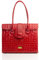 Zamponi Damen-Tasche aus echtem Leder, breite Schulter Elegante Hand-Tasche Frau Schickes, Shopping-Täschchen Schultertasche aus Leder, Fächer tote bag Tasche Oberer Stiel, Rot, Krokodilprägung