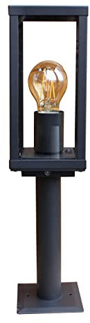 Karo Wegeleuchte,moderne Pollerleuchte mit Dämmerungssensor in Schwarz-Matt,1x E27 max. 60W, Wegelampe, Sockelleuchte