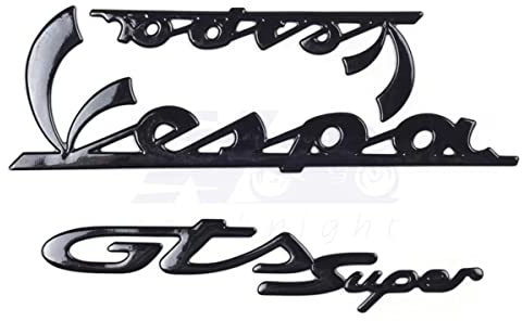 SHENGXIAOPENG Motorradverkleidung 3D Aufkleber Aufkleber Wasserdichtes Logo für Piaggio Vespa GTS GTV LX Sprint Primavera 50 125 150 200 250 300 300ie (Color : Black)