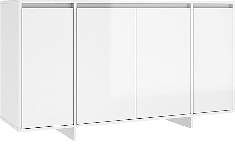 vidaXL Sideboard mit 4 Türen Kommode Anrichte Schrank Beistellschrank Mehrzweckschrank Standschrank Flur Hochglanz-Weiß 135x41x75cm Holzwerkstoff