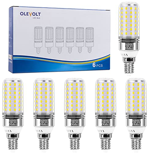 OLEVOLT LED Bombilla E14 12W Blanco Neutra 4000K 1400LM LED Maiz Bombillas Equivalente Lámpara Halógena De 100W No Regulable Sin Parpadeo Iluminación E14 Led Tornillo Edison Águlo 360°Paquete de 6
