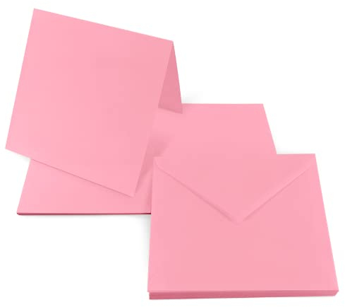 Netuno 25 Klapp-Karten blanko mit Umschlag Doppelkarten Rosa + 25 quadratische Briefumschläge 14 x 14 cm Rainbow Karten Set mit Kuvert Karteikarten gefaltet + Umschläge quadratisch Papeterie
