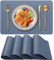 Blibalaskr Tischsets Abwaschbar,Platzsets 4er Set,wasserdichte und abwischbare,hitzebeständige doppelseitige PVC-Platzdeckchen,geeignet für Küche,Esstisch,Esszimmer 45cm×30cm(Blau)