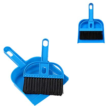 Mini Dustpan and Brush Set ,Small Dustpan Brush Set Portable Plastic Brush Set used for Tool Brush Keyboard Table Desk Office and Small Animals Cage Cleaning (blue)