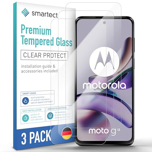 smartect Cristal Templado 3 Piezas para Motorola Moto G13 / Moto G23 | Moto G53 Protector Pantalla HD Antiarañazos, Vidrio Templado, Dureza 9H, Resistente a Impactos, Sin Burbujas