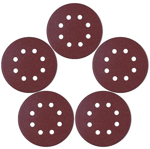 MIDO Professioanl Abrasive 125 mm Sanding Discs 110 Pcs Sandpaper 5 Inch 8 Hole Sanding Pads 100 Grit Sanding Disc Hook and Loop Round Orbital Sander Pads for Sanding