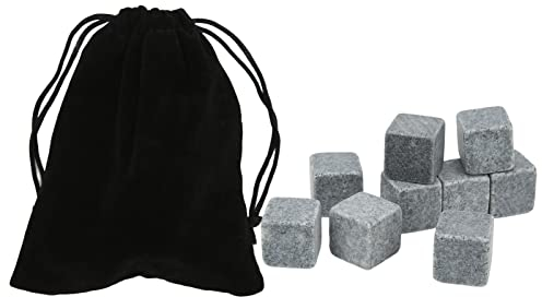 Sempoda Granite Whiskey Stones, Reusable Metal Ice Cubes Balls Refreezable Round Chilling Rocks Wine Chiller with Flannel Bag, Cooling Balls for Drinks Beverage Bar Beer Men's Gift (9)