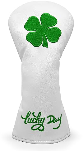 Montela Golf - Copritesta per legni da fairway e ibridi, in pelle, motivo quadrifoglio portafortuna, 3 pezzi, per mazze da golf Scotty Cameron, Taylormade, Titleist e Odyssey