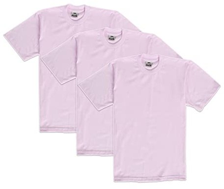 Pro Club Men's 3-Pack Heavyweight Cotton Short Sleeve Crew Neck T-Shirt, Pink, XXL