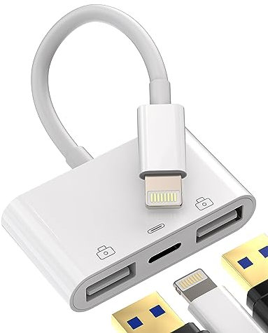 Adaptateur USB vers Lightning(3 en 1) Chargeur Cable USB A Prise Camera OTG 3.0 iPhone Jack Charger Certifié Apple MFI pour 14 13 12 11 Pro Max 7 8 Plus X Se XS XR Ipad Air Tablette Cle Convertisseur