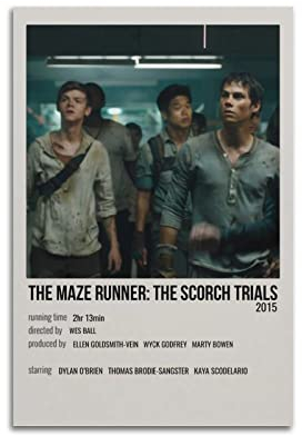 The Maze Runner Film-Leinwand-Poster, Raumdekoration, ästhetisches Poster, künstlerisches Poster für Schlafzimmer, Wohnzimmer, Wände, 30 x 45 cm, ungerahmt