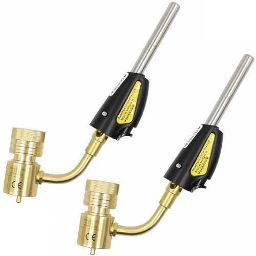 QWORK Lot de 2 pointes de torche Turbo Swirl, MAP-Pro/LP Gas, auto-éclairage, régulateur de chalumeau turbo à allumage automatique