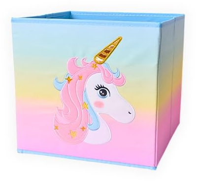 TE-Trend Einhorn Motiv Regal Aufbewahrungsbox Kinder Kinderzimmer Faltbox Aufbewahrungskorb bestickt als Spielzeugkiste für Mädchenzimmer mehrfarbig
