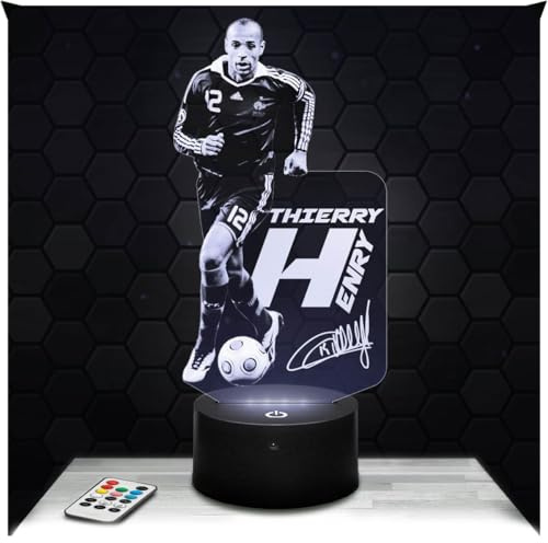 Lampephoto.fr - Lampe Thierry Henry 3D Touch Nachtlicht Fußball | Made in France, Sockel & Größe wählbar, dimmbar, Batterie-/USB-Betrieb, HD-Lasergravur, Geschenk für Fußballfans