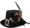TrendandStylez Hut Plumepunk schwarz, Steampunk Zylinder, Filzhut mit Zahnrädern und Federn für JGA, Mottoparty, Fasching Karneval