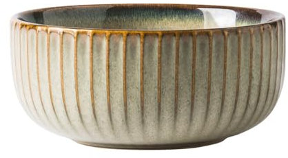 Soulnioi Large Ceramic Bowl, 6.7 Inch, Brown, Striped, 562ML - Multipurpose Salad, Soup, Noodle, Dessert, Fruit, Pasta Bowl