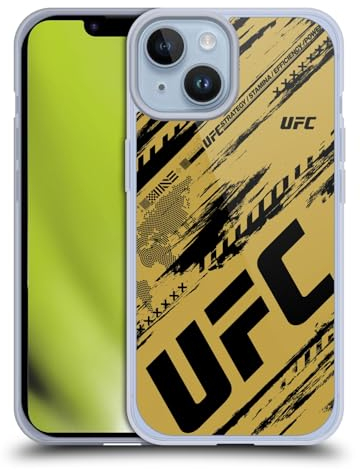 Head Case Designs Offizielle UFC Pinselstriche Logo Grafiken Gelhülle [Militärischer Schutzgrad] Kompatibel Mit Apple iPhone 14 Und Kompatibel Mit MagSafe