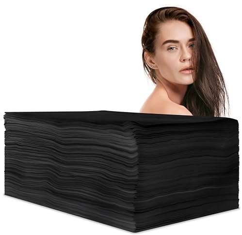 Pilbelles 500 Stück Einweghandtücher Vliesstoff 40x80 cm Schwarz für Friseur, Kosmetikstudio