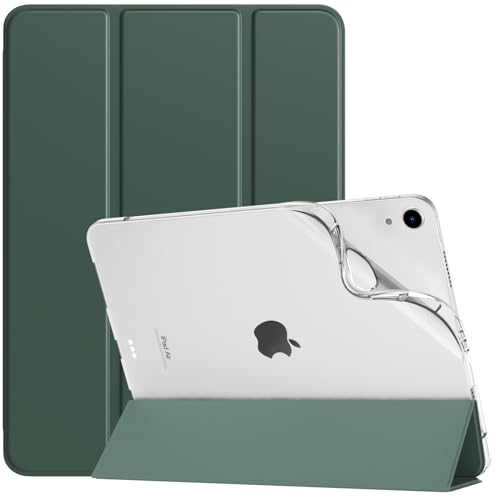 TiMOVO Funda para iPad Air 11 Pulgadas (M3/M2-2025/2024), iPad Air 5ª/4ª Generación (2022/2020) 10.9, Funda Delgada con Trasera Translúcida de TPU Blanda, Auto Activación/Reposo, Verde Noche