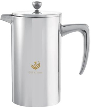 VIA CREMA FRENCH PRESS 800/1000 ml Glass/Stainless steel (acciaio inox, 800 ml/27 oz)