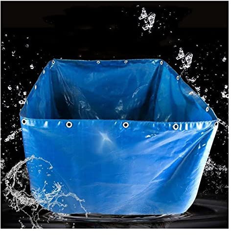 DLAZUM Fischteich, Aquarium-Poolteich, Teiche, Segeltuch-Aquarium mit Ösen, Faltbarer Notfall-Wasserspeicher, tragbarer Koi-Teich, großer Aquakultur-Pool, für Notwasserversorgung und Dürreresistenz