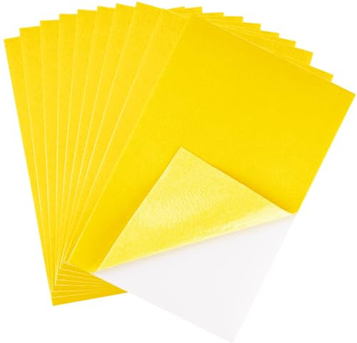 CHRORINE 10 Stück Gelb Filzstoffbögen, Selbstklebende Filzbögen, 20 x 30 cm, Filzpapier für Kunst und Bastelbedarf