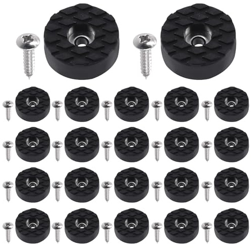 Keadic Lot de 24 embouts ronds en caoutchouc de 24 mm/1 pouce à visser pour meubles, protège-sol antidérapant noir en vrac pour pieds de chaise et de table en bois