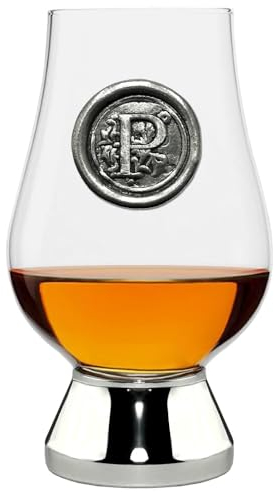 English Pewter Company Glencairn Personalised Whisky Glass with Monogram Initial - Unique Gifts for Men - with Your Choice of Initial 200ml [WGP216] (P)