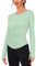 Wayleb Damen Sport Langarmshirt Wandershirt Atmungsaktiv Langarm Sportshirt Schnelltrocknend Slim Fit Funktionsshirt mit Daumenloch Longsleeve Yoga Gym Fitness Top, Grün M