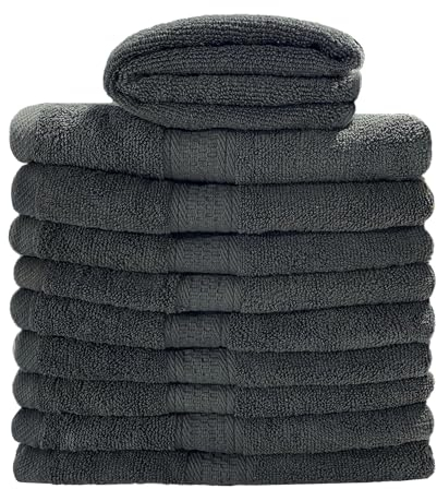 Myooka Badetuch-Set 8 Stück 600 G/m² 100% Frottee-Baumwolle Hochwertige Handtücher Sehr Saugfähig Für Badezimmer Dusche Täglichen Gebrauch – Maschinenwaschbar (70 X 140 cm, Schwarz)