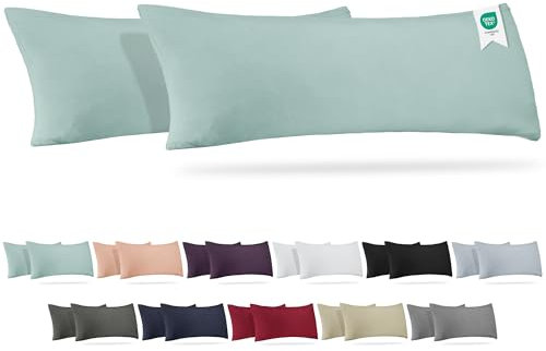 Barbons Seitenschläferkissen Bezug 40x145 2er Set – 165 g/m² Oeko-TEX Zertifiziert Kissenbezug Kopfkissenbezug 100% Jersey Baumwolle Kissenbezüge Kissenhülle mit Reißverschluss (40x145-Grün)