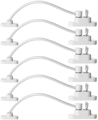 6pcs Window Door Restrictor Security Lock, Child Baby Security Wire Cable with Screws Keys, Self Adhesive for UPVC No Drilling Window Locks, Pet Child Safety Cable Lock for Childproof(6pcs)