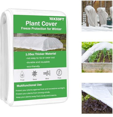Cookmaster Plant Covers Freeze Protection, 10x33FT Frost Cloth Plant Freeze Protection, Garden Floating Row Covers for Raised Beds/Vegetables Insect/Winter Frost (White)