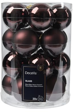 Weihnachtskugeln Glas 6cm x 20 Stück - matt & glänzend - Christbaumkugeln Weihnachtsbaumkugeln für Weihnachtsbaum zu Weihnachten - Christbaumschmuck & Weihnachtsbaumschmuck - Schwarze Trüffel
