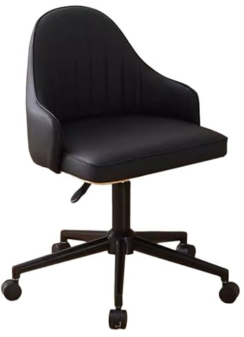 CAFIEDR Schreibtischstuhl, Drehsessel, Bürostuhl aus Kunstleder mit schwarzem Rahmen, höhenverstellbarer Computer-Arbeitsstuhl, rollender ergonomischer Gaming-Stuhl mit(Schwarz)